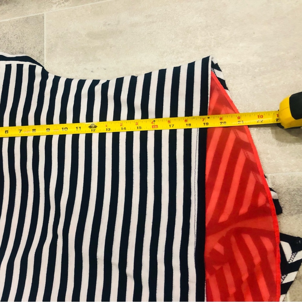 ❤️🔥Charming Charlie❤️🔥Striped SS Tee w/Sheer Back❤️🔥Measurements Pics❤️🔥 - Picture 8 of 11